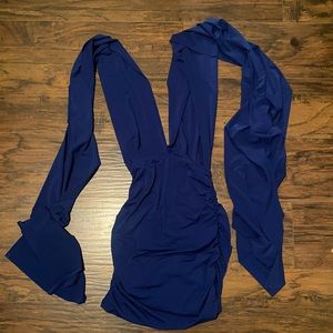 Royal blue ruched wrap dress